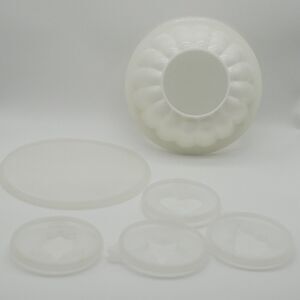 VTG Tupperware Jel-N-Serve Jello Mold 616, 620, 633 Christmas Tree Tulip Lid